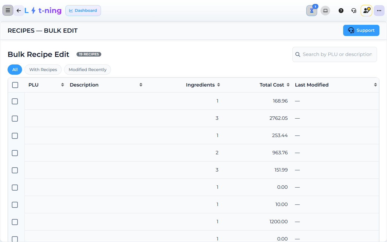 Core App Recipes screen — demo store.
